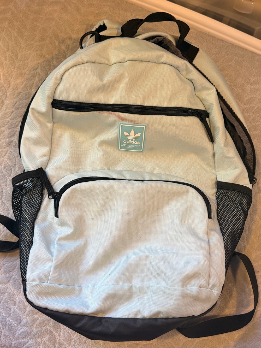 adidas Men’s Pale Blue Backpack with Black Accents
